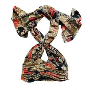 Y2K Metallic Tapestry Halter Neck Crop Top Sz L/XL